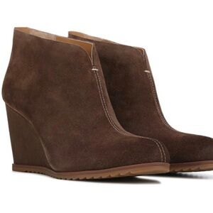 Kork-Ease Dark Brown Suede Wedge Boots